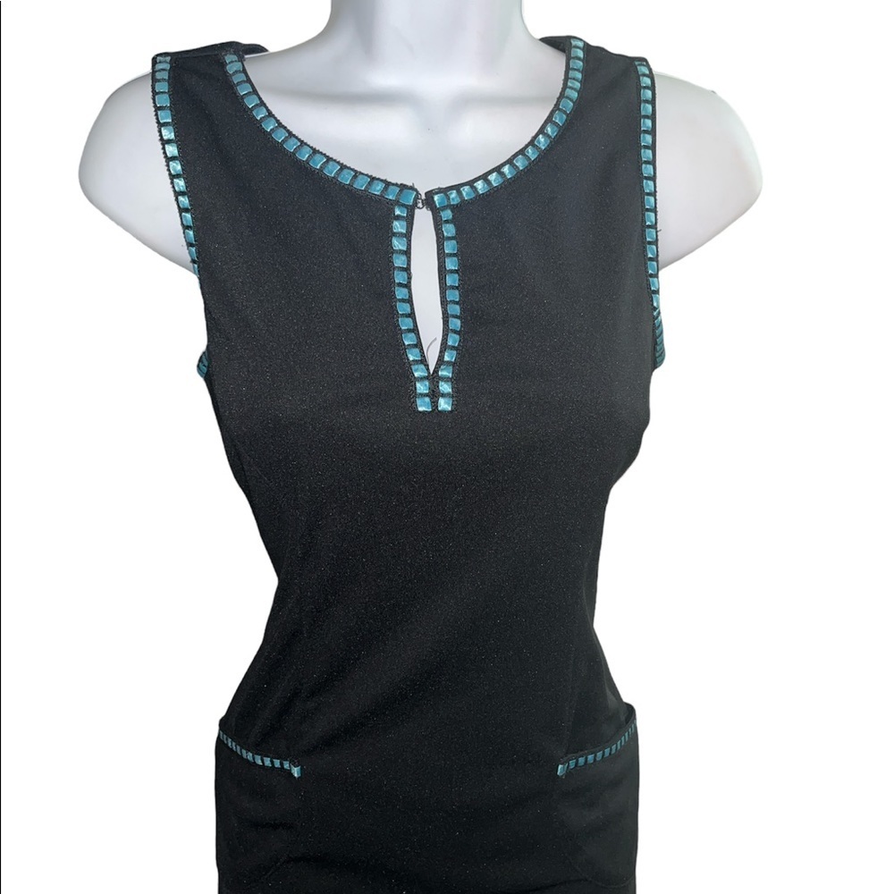 Chris McLaughlin Black & Blue Size 4 Dress - Picture 4 of 14